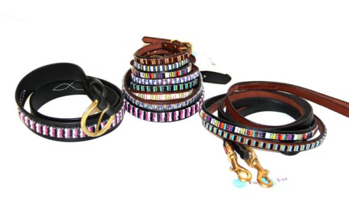 Unusual hand made beaded pet collars, leashes and matching human belts. beautiful.